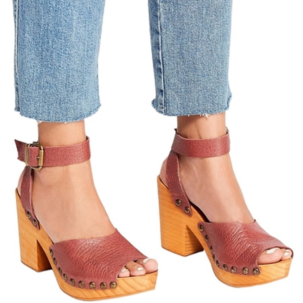 Free People Pink Leather Heels